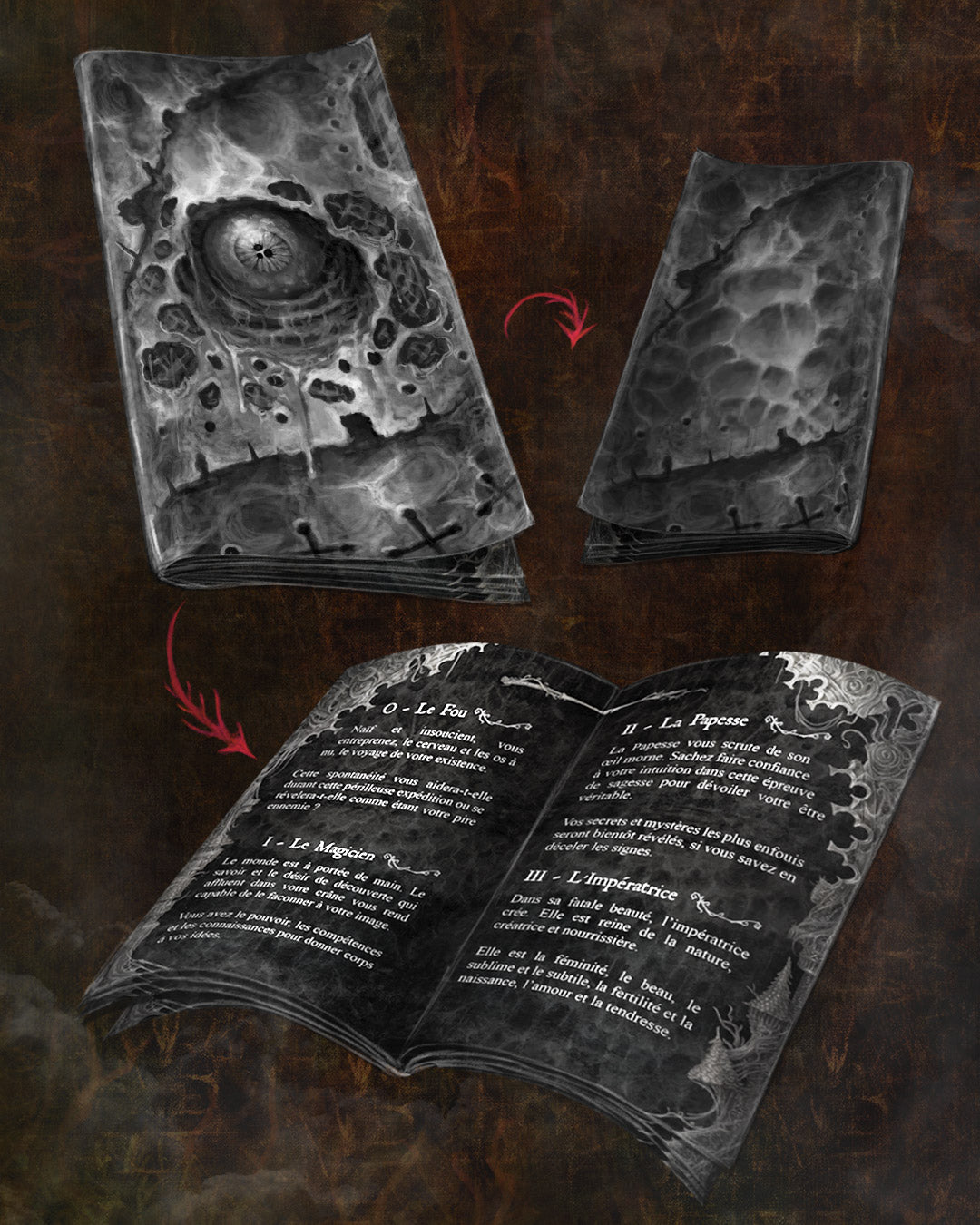 Parasomnie – Tarot des Cauchemars, 30 cartes XXL, étui dorure argent & brochure guide, édition linogravure